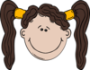 Girl Face Cartoon With Pigtail Clip Art